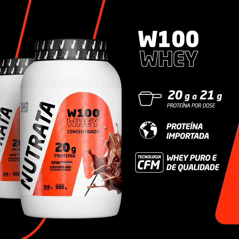 W100 Whey Concentrado Double Chocolate: proteína e sabor