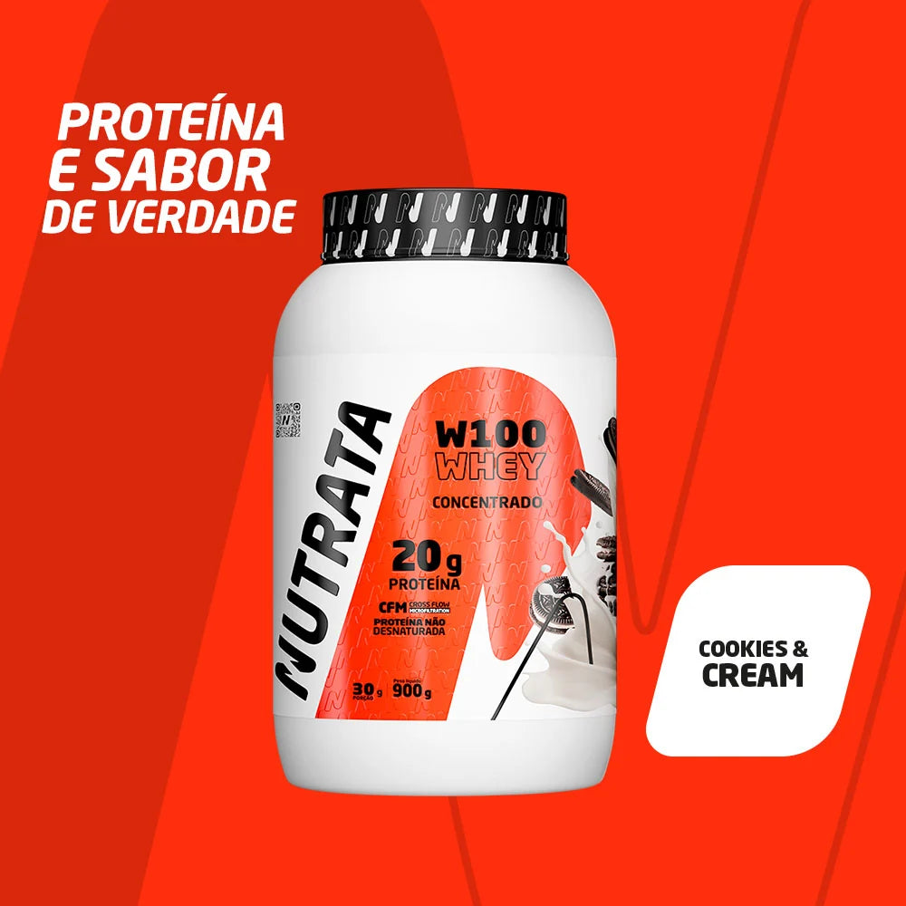 W100 Whey Concentrado Cookies & Cream: proteína e sabor