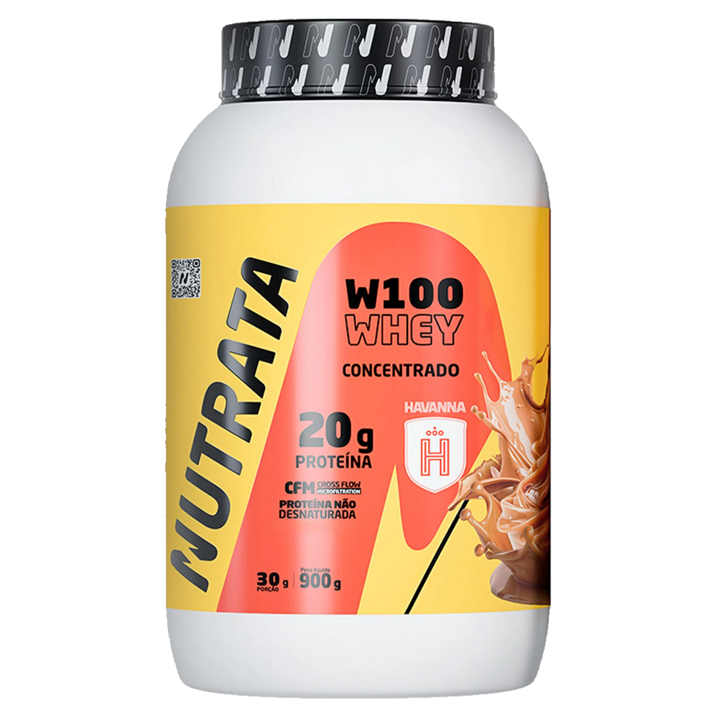 Pote de W100 Whey Concentrado 900 g sabor Doce de Leite Havanna