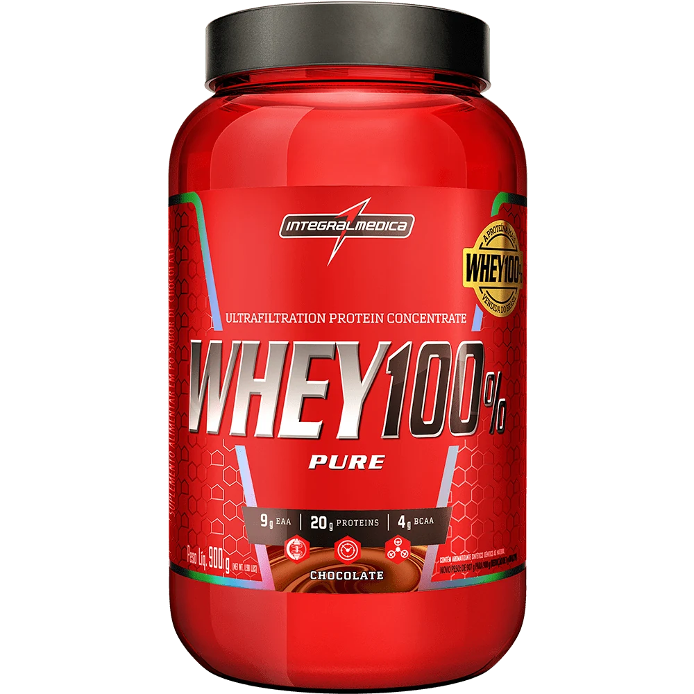 Whey 100% Pure Concentrado Integralmédica Chocolate / Pote 900g