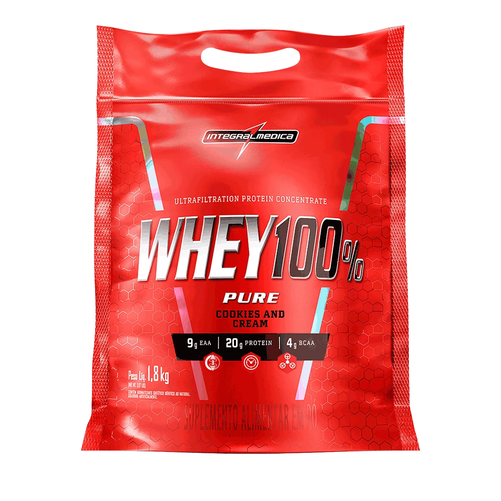 Whey 100% Pure Concentrado Integralmédica Cookies And Cream / Refil 1,8kg