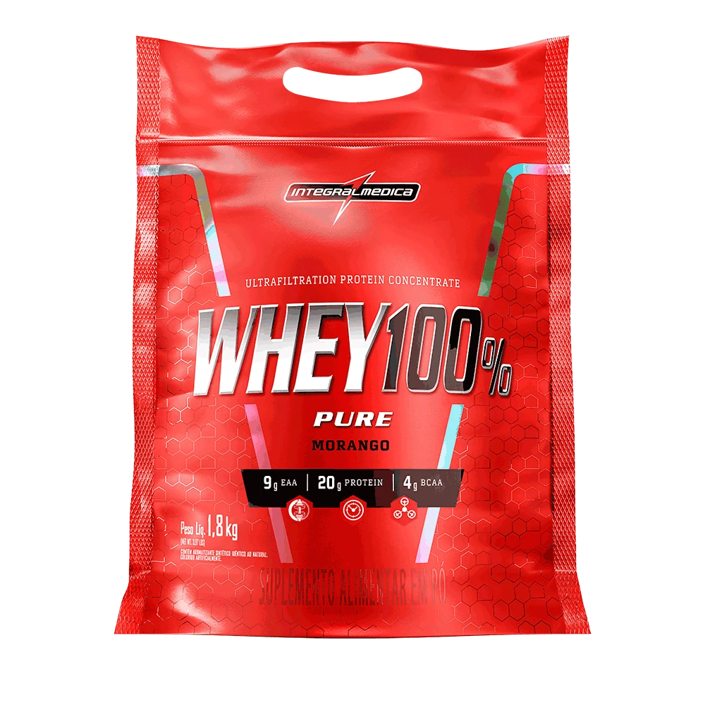 Whey 100% Pure Concentrado Integralmédica Morango / Refil 1,8kg